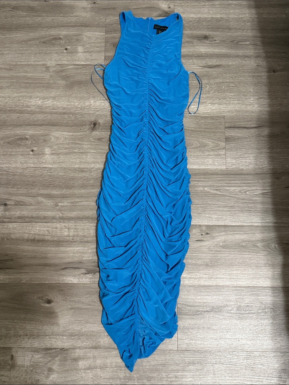 Ruched Tank Midi Dress in Bright Blue